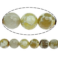 Prirodni Fire Pucketati ahat perle, Vatra Agate, Krug, faceted, 8mm, Rupa:Približno 1mm, Dužina Približno 16 inčni, 10pramenovi/Lot, Približno 51računala/Strand, Prodano By Lot