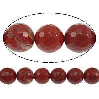 Red Jasper Helmi, Pyöreä, kasvot, 12mm, Reikä:N. 1.2mm, Pituus N. 16 tuuma, 10säikeet/erä, N. 34PC/Strand, Myymät erä