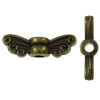 Zink legering Animalsk Perler, Zinc Alloy, Wing Shape, antik bronze farve forgyldt, nikkel, bly & cadmium fri, 14x4x4mm, Hole:Ca. 2mm, Ca. 3330pc'er/KG, Solgt af KG