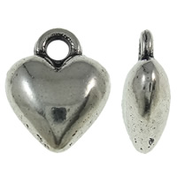 Colgantes de Aleación de Zinc en Forma de Corazón, chapado en color de plata antigua, libre de níquel, plomo & cadmio, 9x12x5mm, agujero:aproximado 2mm, aproximado 765PCs/KG, Vendido por KG