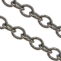 Brass Ovalni Chain, Mesing, plumbum crna boja pozlaćen, ovalni lanac, nikal, olovo i kadmij besplatno, 3x2.50x0.50mm, Dužina 100 m, Prodano By Lot