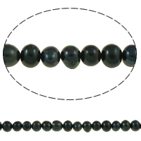 Kartoffel ferskvandskulturperle Beads, Ferskvandsperle, mørkegrøn, 7-8mm, Hole:Ca. 0.8mm, Solgt Per Ca. 14.5 inch Strand