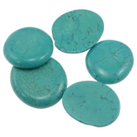 Naturlig Turkis Cabochon, Syntetisk Turkis, Nuggets, flad bagside, turkisblå, 31-39x38-42mm, 50pc'er/Lot, Solgt af Lot