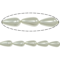 South Sea Shell perler, Teardrop, 7x13mm, Hole:Ca. 1mm, 30pc'er/Strand, Solgt Per 16 inch Strand