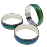 Emalje Mood fingerring, Messing, nikkel, bly & cadmium fri, 6mm, Hole:Ca. 16-20mm, 100pc'er/Box, Solgt af Box