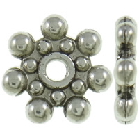 Abalorios Separador de Aleación de Zinc, Flor, chapado en color de plata antigua, libre de níquel, plomo & cadmio, 8x2mm, agujero:aproximado 1.5mm, aproximado 2500PCs/KG, Vendido por KG