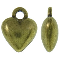 Pendentifs coeur en alliage de zinc, Plaqué de couleur de bronze antique, protéger l'environnement, sans nickel, plomb et cadmium, 9x12x4.50mm, Trou:Environ 2mm, Environ 1000PC/kg, Vendu par kg