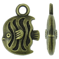 Pendentifs animaux en alliage de zinc, poisson, Plaqué de couleur de bronze antique, protéger l'environnement, sans nickel, plomb et cadmium, 11x15x3.50mm, Trou:Environ 2mm, Environ 850PC/kg, Vendu par kg