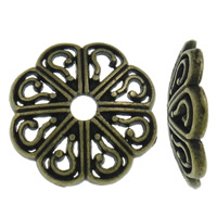 Sinc Alloy Bead Cap, Flower, dath cré-umha antique plátáilte, log, nicil, luaidhe & caidmiam saor in aisce, 13x13x2.50mm, Poll:Thart 2mm, Thart 2000ríomhairí pearsanta/KG, Díolta De réir KG