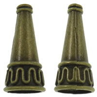 Lo zinco in lega tallone Cap, lega in zinco, cono, placcato bronzo antico, assenza di nichel,piombo&cadmio, 9.5x21.5mm, Foro:Appross. 1mm, Appross. 710PC/kg, Venduto da kg