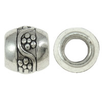 Cink ötvözet European gyöngyök, Drum, antik ezüst színű bevonattal, nélkül troll, nikkel, ólom és kadmium mentes, 8x9mm, Lyuk:Kb 4.5mm, Kb 570PC-k/KG, Által értékesített KG