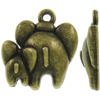 Pingentes animais de liga de zinco, Elefante, banho de cor bronze antigo, níquel, chumbo e cádmio livre, 17x18x4mm, Buraco:Aprox 1.5mm, Aprox 660PCs/kg, vendido por kg