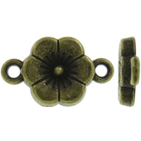 Flower Alloy Sinc nascóirí, Sinc Alloy, dath cré-umha antique plátáilte, 1/1 lúb, nicil, luaidhe & caidmiam saor in aisce, 11x17x2mm, Poll:Thart 1.5mm, Thart 1420ríomhairí pearsanta/KG, Díolta De réir KG