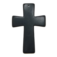 Turquoise siogairlín, Turquoise sintéiseach, Cross, dubh, 41x59x5.50mm, Poll:Thart 1mm, 100ríomhairí pearsanta/Lot, Díolta De réir Lot