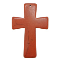 Turquoise siogairlín, Turquoise sintéiseach, Cross, dearg, 41x59x5.50mm, Poll:Thart 1mm, 100ríomhairí pearsanta/Lot, Díolta De réir Lot