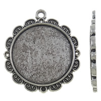 Zinc Alloy vedhæng Cabochon Setting, Flower, antik sølv farve forgyldt, nikkel, bly & cadmium fri, 32x36x2.50mm, Hole:Ca. 2mm, Ca. 150pc'er/KG, Solgt af KG