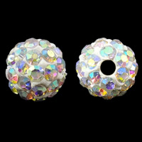 Rhinestone Clay Pave Χάντρες, πηλό rhinestone pave, Γύρος, πολύχρωμα επιχρυσωμένο, με στρας, 8mm, Τρύπα:Περίπου 1mm, 100PCs/τσάντα, Sold Με τσάντα