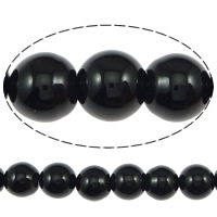 Natural Black Agaat kralen, Zwarte Agaat, Ronde, natuurlijk, Grade AB, 6mm, Gat:Ca 0.8-1mm, Ca 63pC's/Strand, Per verkocht Ca 15.5 inch Strand