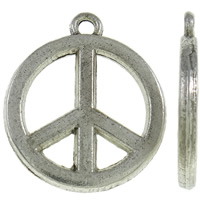 Zink Alloy Peace Hängen, Peace Logo, antik silver pläterad, nickel, bly och kadmium gratis, 17.50x20x2mm, Hål:Ca 1.5mm, Ca 550PC/KG, Säljs av KG