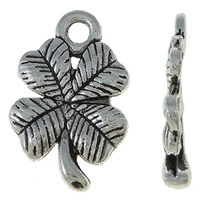 Zink legering kløver vedhæng, Zinc Alloy, Four Leaf Clover, antik sølv farve forgyldt, nikkel, bly & cadmium fri, 11x17x2.50mm, Hole:Ca. 2mm, 2Tasker/Lot, Ca. 625pc'er/Bag, Solgt af Lot