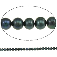 Kartoffel ferskvandskulturperle Beads, Ferskvandsperle, mørkegrøn, 8-9mm, Hole:Ca. 0.8mm, Solgt Per Ca. 14.5 inch Strand