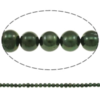 Kartoffel ferskvandskulturperle Beads, Ferskvandsperle, dyb grøn, 9-10mm, Hole:Ca. 0.8mm, Solgt Per Ca. 15 inch Strand