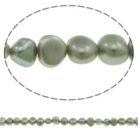 Barokní kultivované sladkovodní perle, Sladkovodní Pearl, Baroko, šedá, 7-8mm, Otvor:Cca 0.8mm, Prodáno za Cca 14.7 inch Strand