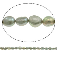 Barok ferskvandskulturperle Beads, Ferskvandsperle, grå, 7-8mm, Hole:Ca. 0.8mm, Solgt Per Ca. 15 inch Strand