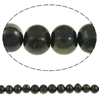 Kartoffel ferskvandskulturperle Beads, Ferskvandsperle, naturlig, sort, 8-9mm, Hole:Ca. 0.8mm, Solgt Per Ca. 14.7 inch Strand