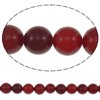 Jade kralen, Jade Red, Ronde, natuurlijk, 12mm, Gat:Ca 1mm, Ca 33pC's/Strand, Per verkocht Ca 15 inch Strand