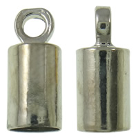 Messing End Cap, platin farve forgyldt, nikkel, bly & cadmium fri, 3x8mm, Hole:Ca. 1mm, 1000pc'er/Bag, Solgt af Bag