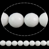 Perles en jade, blanc de jade, Rond, facettes, blanc, 12mm, Trou:Environ 1.2mm, Environ 32PC/brin, Vendu par Environ 15 pouce brin