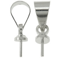 Messing Peg Bail, platin farve forgyldt, nikkel, bly & cadmium fri, 3x7mm, Hole:Ca. 3-5mm, 500pc'er/Bag, Solgt af Bag