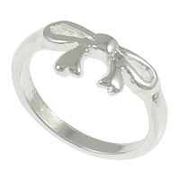 Zink Alloy Finger Ring, Bowknot, silver pläterad, nickel, bly och kadmium gratis, 8mm, Storlek:7, 200PC/Lot, Säljs av Lot