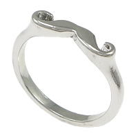 Cink ötvözet Finger Ring, Bajusz, platina színű bevont, nikkel, ólom és kadmium mentes, 4mm, Méret:7, 200PC-k/Lot, Által értékesített Lot