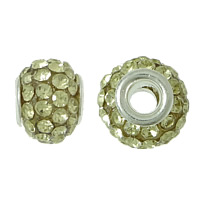 Rhinestone Clay Pave Χάντρες, Ορείχαλκος, με πηλό rhinestone pave, Rondelle, χρώμα επιπλατινωμένα, με 52 τεμ στρας, σαφής πορτοκαλί, νικέλιο, μόλυβδο και κάδμιο ελεύθεροι, 8x9x9mm, Τρύπα:Περίπου 3mm, 100PCs/Παρτίδα, Sold Με Παρτίδα