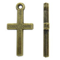 Pendentifs croix en alliage de zinc  , Plaqué de couleur de bronze antique, protéger l'environnement, sans nickel, plomb et cadmium, 19x9mm, Trou:Environ 1mm, 1000PC/sac, Vendu par sac