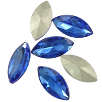 Kristal cabochons, Oog van het Paard, silver plated, rivoli terug & gefacetteerde, Lt Sapphire, 13x27mm, 96pC's/Bag, Verkocht door Bag