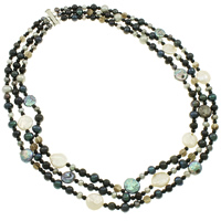 Freshwater Pearl Halsband, mässing slide lås, 3-slagen, 3-13mm, Såld Per Ca 18.5 inch Strand