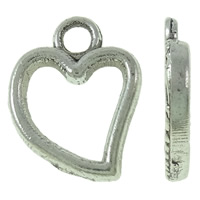 Zinklegering Hart Hangers, Zinc Alloy, antiek zilver plated, nikkel, lood en cadmium vrij, 11x13x2mm, Gat:Ca 2mm, Ca 1665pC's/KG, Verkocht door KG