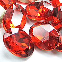 Parche de Diamantes de Imitacion, Cristal, Óvalo, chapado en color de plata, espalda rivoli & facetas, Coral de Rojo Oscuro, 13x18mm, 168PCs/Bolsa, Vendido por Bolsa