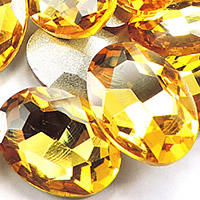 Kristalni kabošani, Kristal, Oval, srebrne boje pozlaćen, faceted, Sunce, 13x18mm, 168računala/Torba, Prodano By Torba