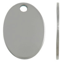 Stainless Steel Pendel, Flad Oval, hånd poleret dobbeltsidet, oprindelige farve, 17x24x1mm, Hole:Ca. 3mm, 100pc'er/Bag, Solgt af Bag