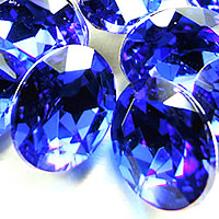 Kristalni kabošani, Kristal, Oval, srebrne boje pozlaćen, faceted, Safir, 8x10mm, 288računala/Torba, Prodano By Torba