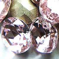 Crystal Cabochoner, Krystal, Oval, sølvfarvet forgyldt, facetteret, Light Rose, 13x18mm, 168pc'er/Bag, Solgt af Bag