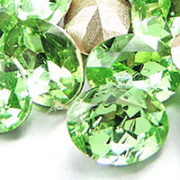 Kristalni kabošani, Kristal, Oval, srebrne boje pozlaćen, Rivoli natrag & faceted, Peridot, nikal, olovo i kadmij besplatno, 13x18mm, 168računala/Torba, Prodano By Torba