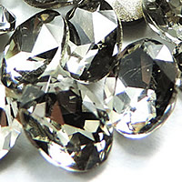 Cabochons en cristal, ovale, Placage de couleur argentée, facettes, cristal transparent gris, 20x30mm, 48PC/sac, Vendu par sac