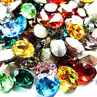 Cabochons en cristal, ovale, Placage de couleur argentée, facettes, couleurs mélangées, 4x6mm, 1440PC/sac, Vendu par sac