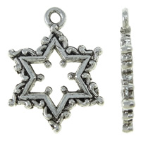 Colgante estrella de la aleación del cinc, aleación de zinc, chapado en color de plata antigua, libre de níquel, plomo & cadmio, 16.50x22x2mm, agujero:aproximado 1.5mm, aproximado 765PCs/KG, Vendido por KG