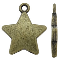 Cink Alloy Star Privjesak, Zvijezda, antička brončana boja pozlaćen, nikal, olovo i kadmij besplatno, 16x19mm, Rupa:Približno 1mm, 200računala/Torba, Prodano By Torba